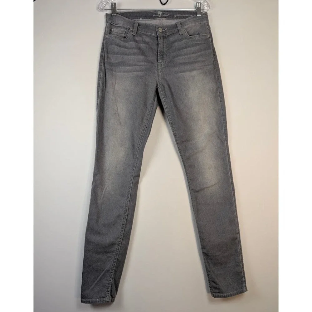 7 For All Mankind Gwenevere Grey Skinny Jeans Womens Size 31 Stretch Denim